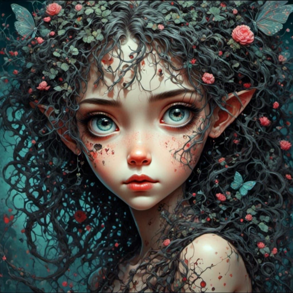 Futurepunk Dryad with Intricate Details