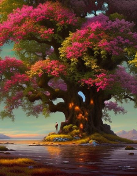 Skull with Cherry Blossoms in Digital Art Style