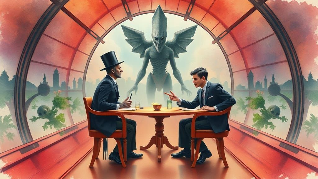 Surreal Rollercoaster in Watercolor Style