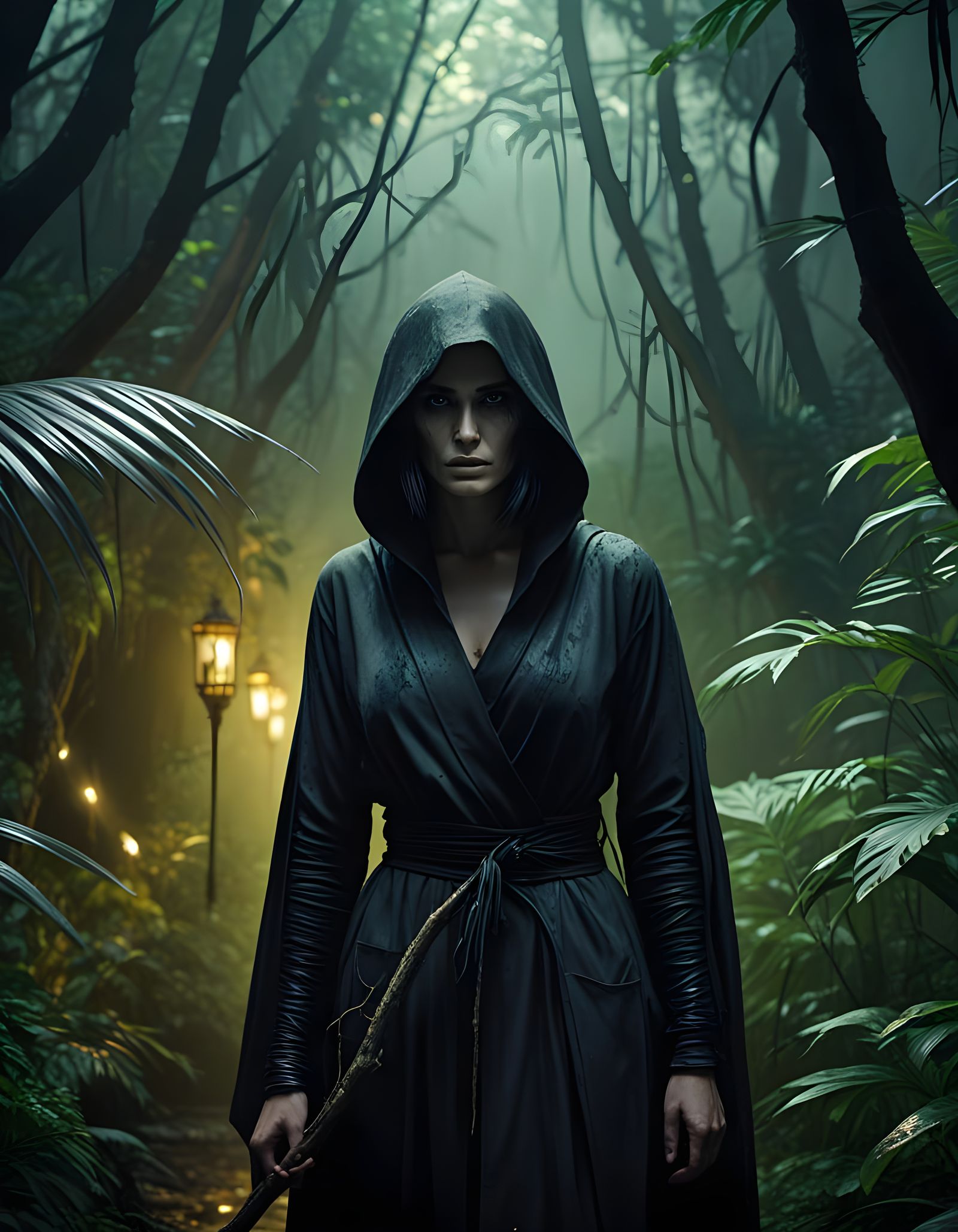 Female Grim Reaper Jungle Fusion: Digital Painting