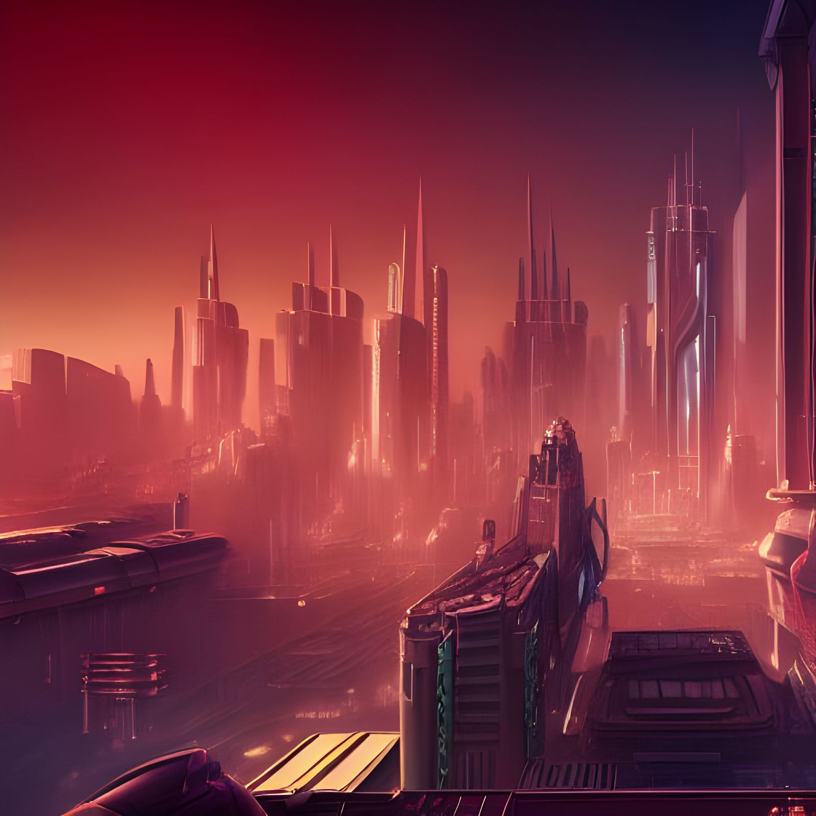Retro Futuristic City in Detailed Matte Painting