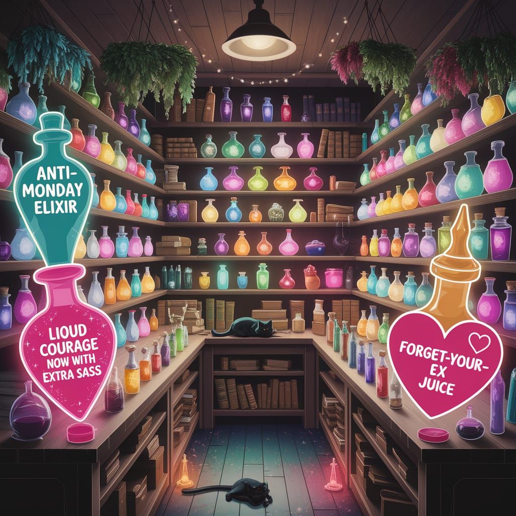 Enchanted Apothecary with Whimsical Magical Potions