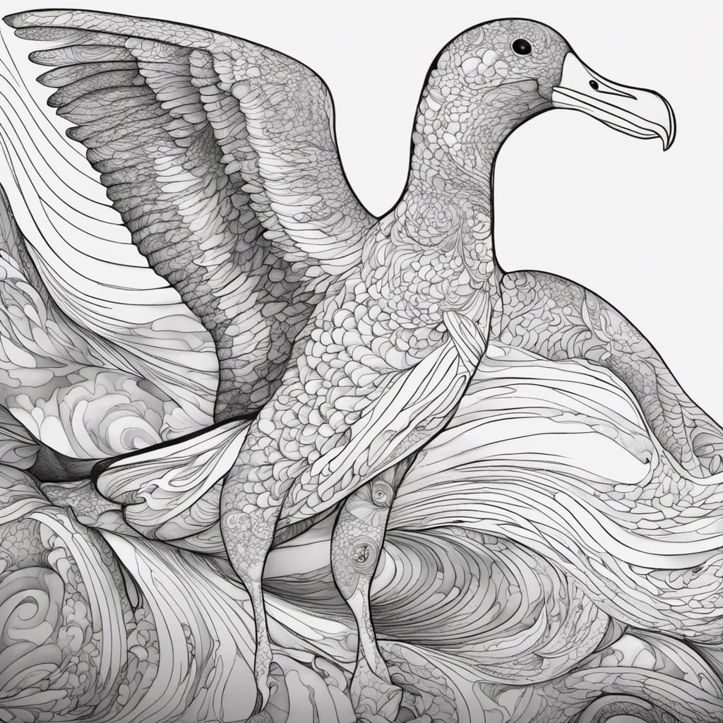 Albatross Coloring Page in Zentangle Style