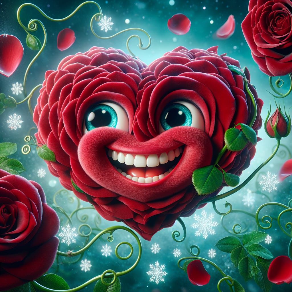 Velvet Rose Petal Heart Radiates Joy