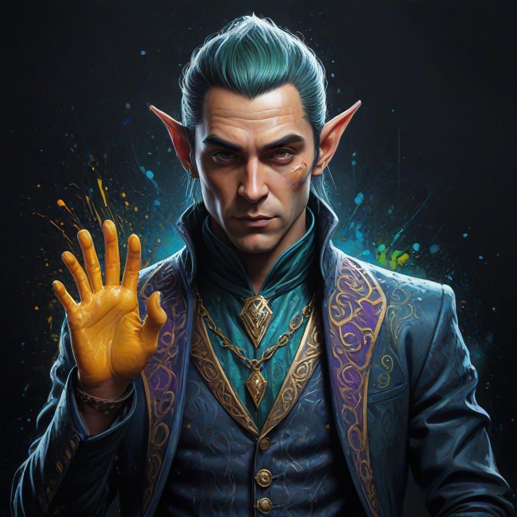 Elven Lord in Vibrant Graffiti Art Style