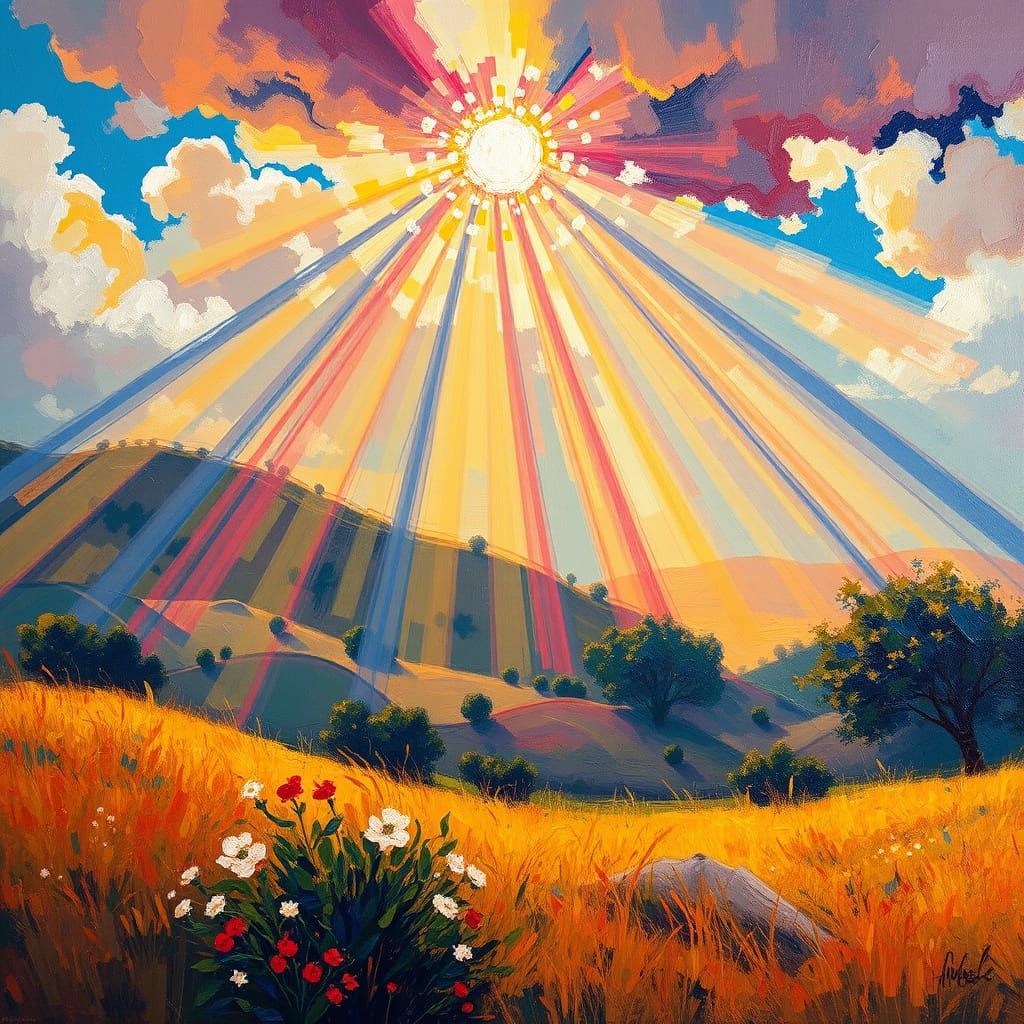 Biblical Landscape Illuminated by Vibrant Light