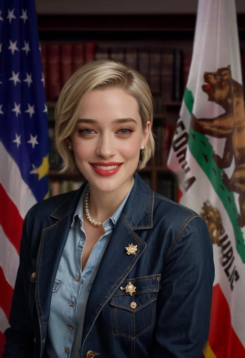 Kat Dennings in Library with Bear: Photorealistic Rendering