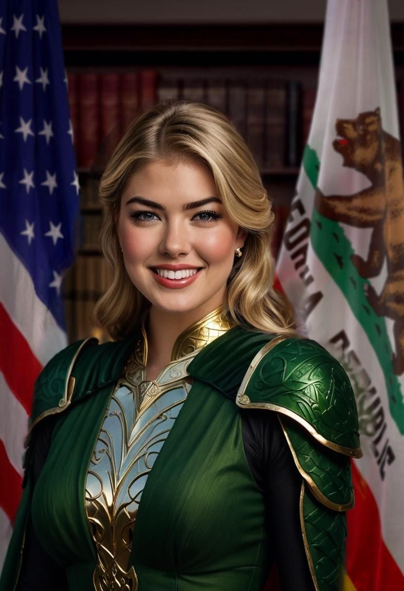 Kat Dennings in Library With Bear, Digital Rendering