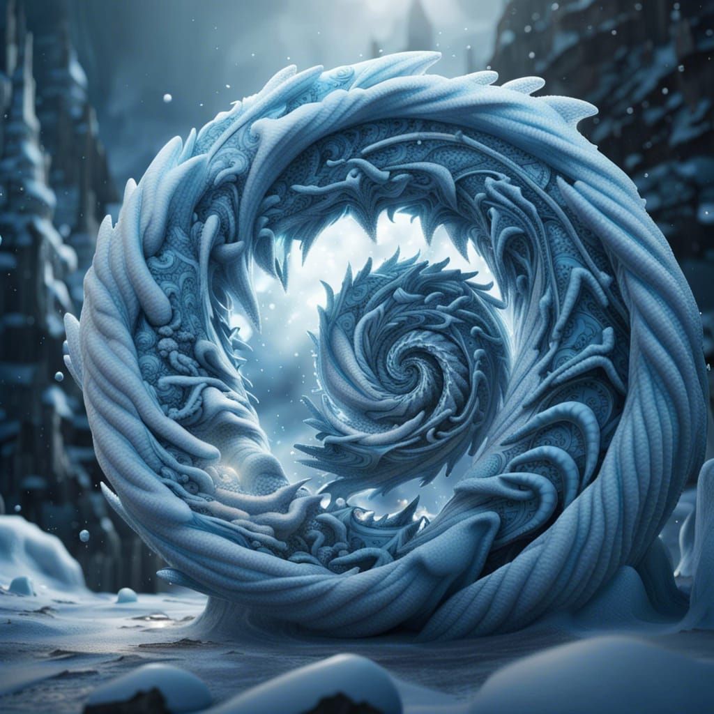Swirling Frozen Blizzard of Snow and Ice