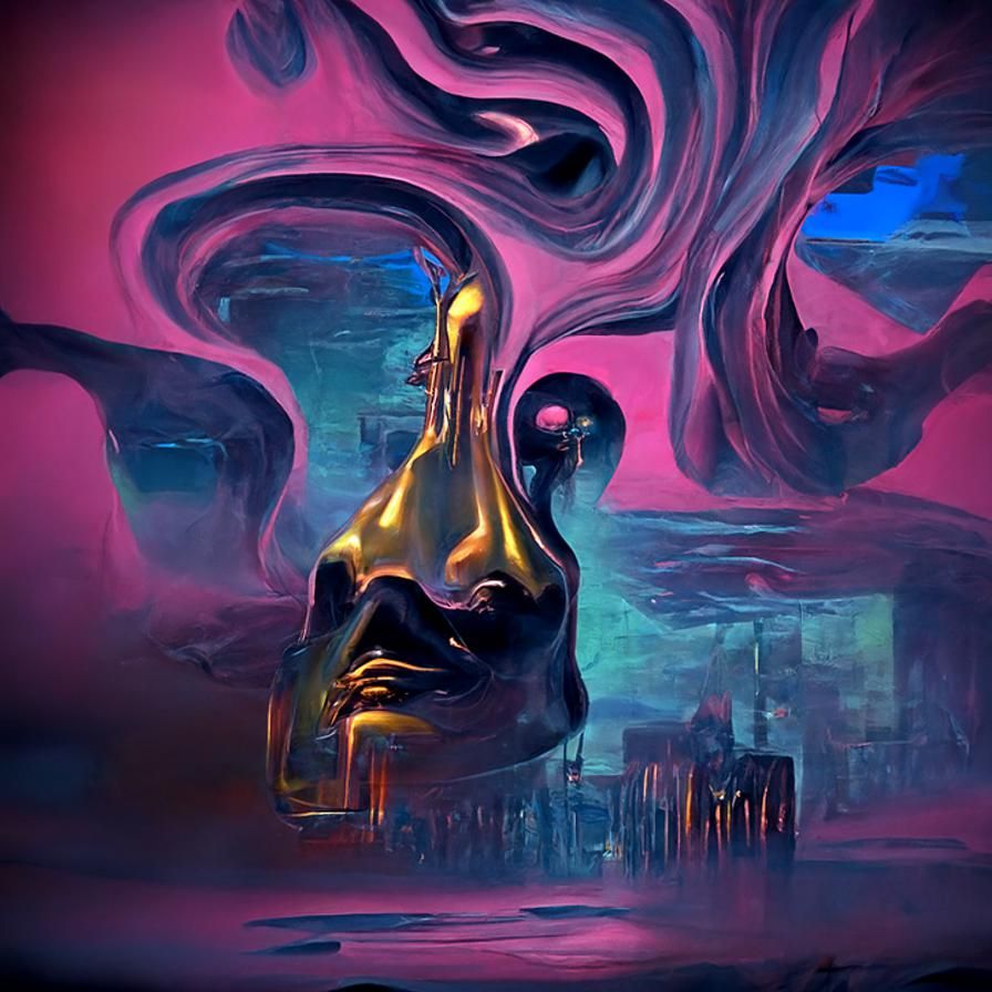 Cyberpunk Fractal Mind in Neon Surrealism Style