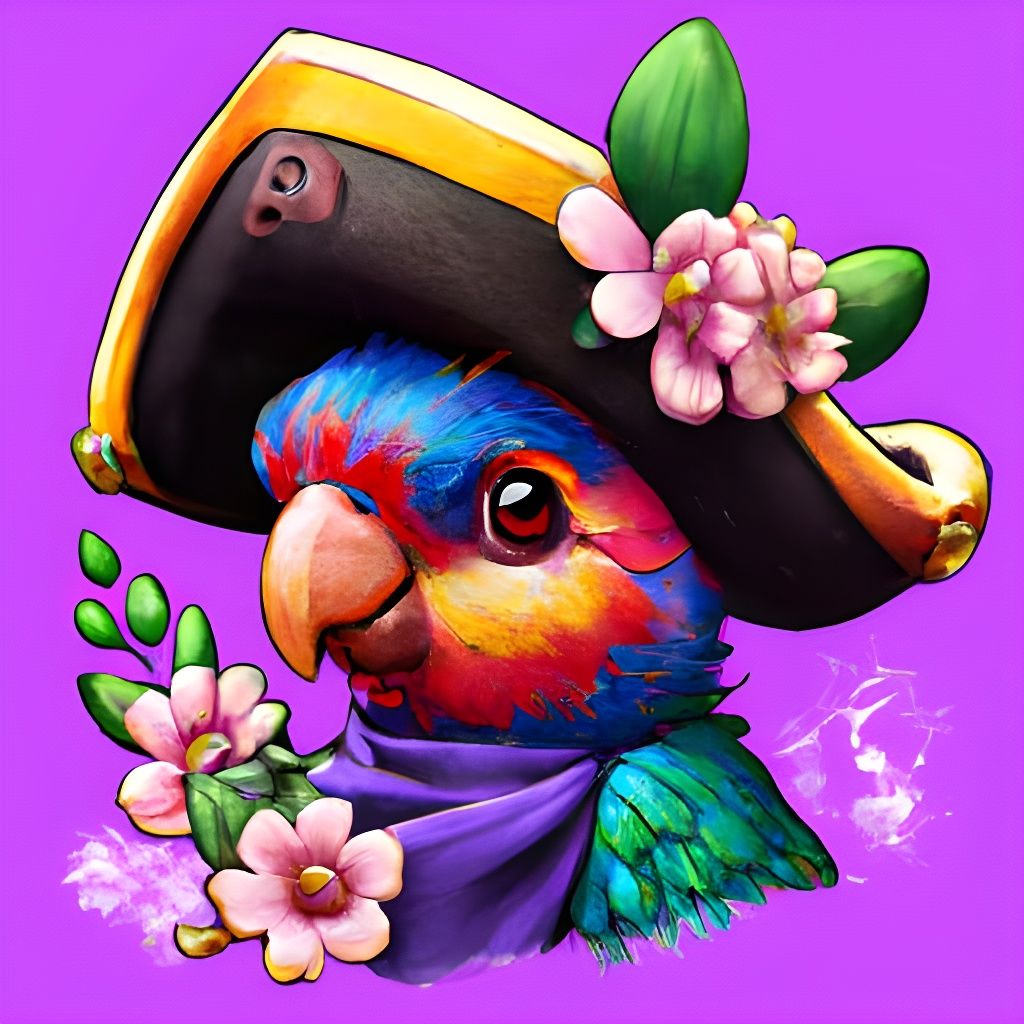 Pirate Parrot in Studio Ghibli Anime Style