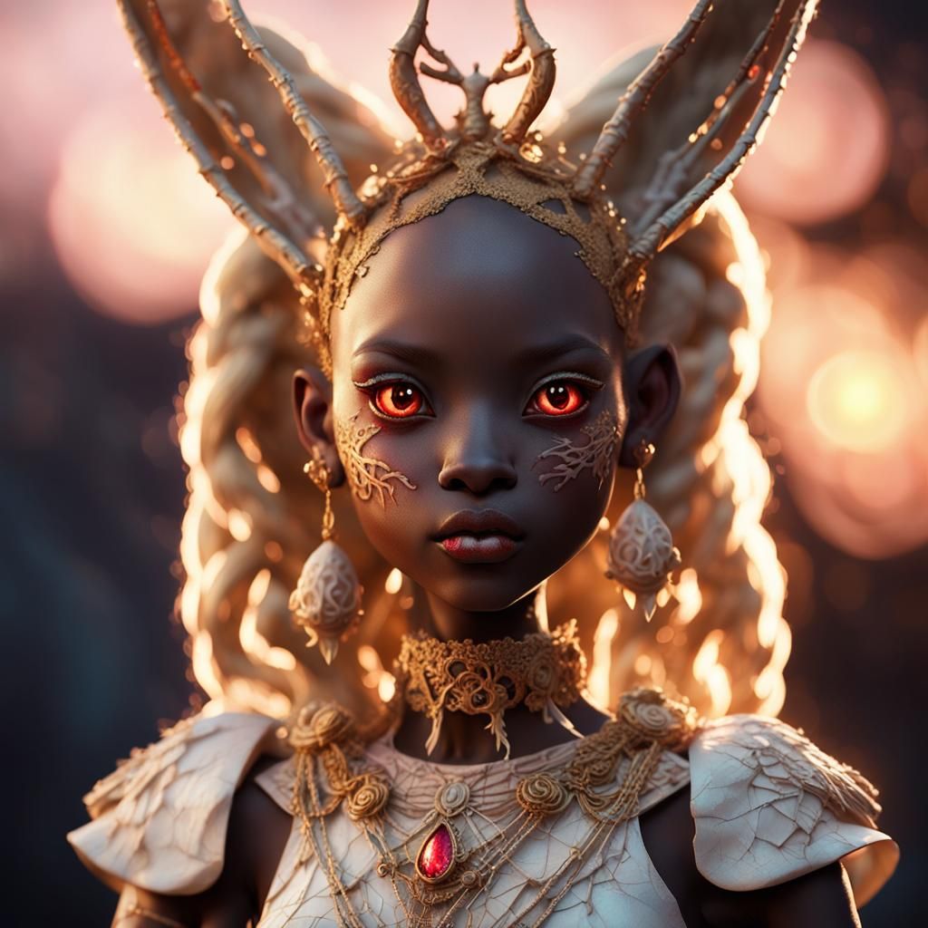 Porcelain Lopunny Princess Portrait in Mystical Setting