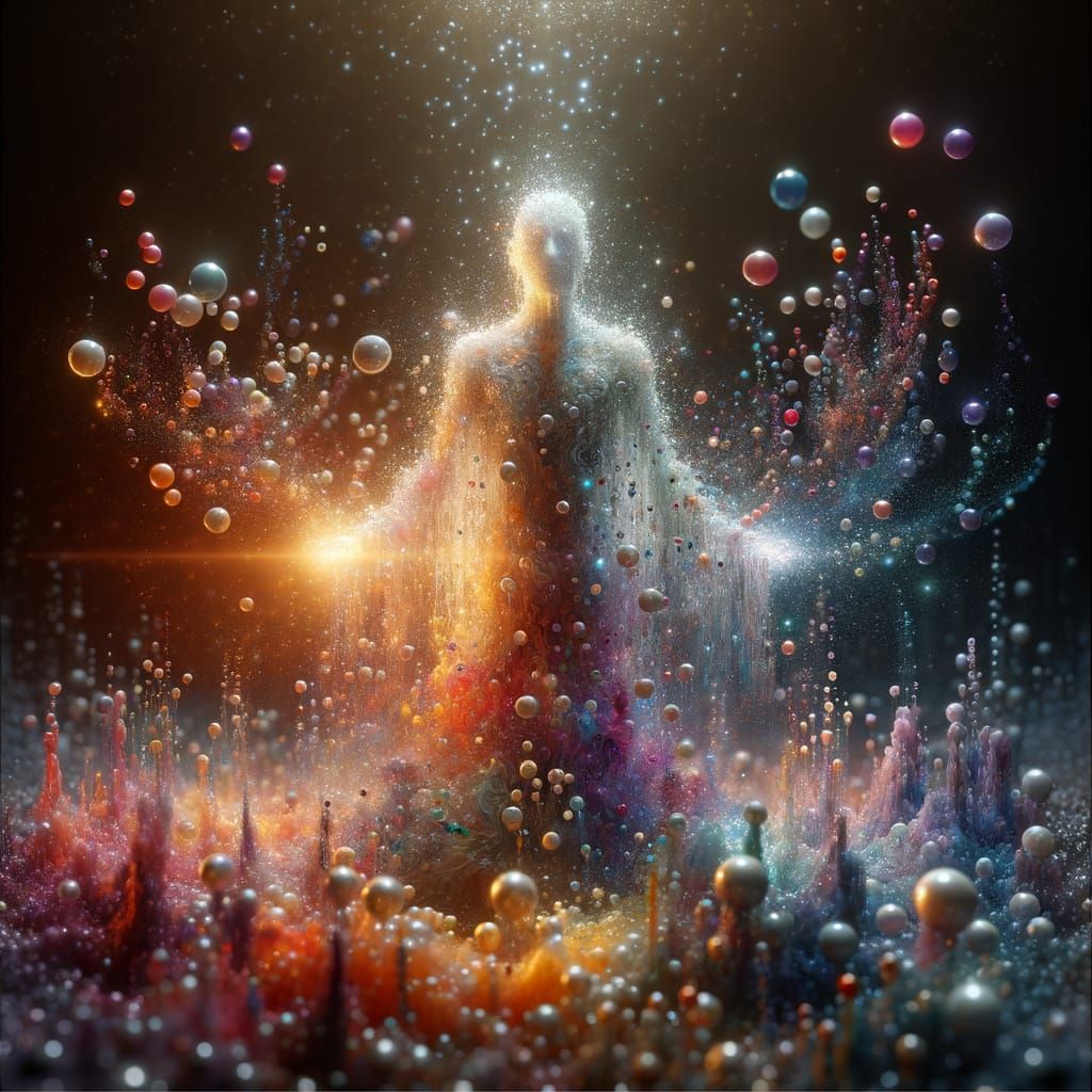 Ethereal Wanderer of Liquid Droplets and Oil Paint