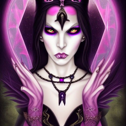 Mystical Occult Queen with Pink Eyes