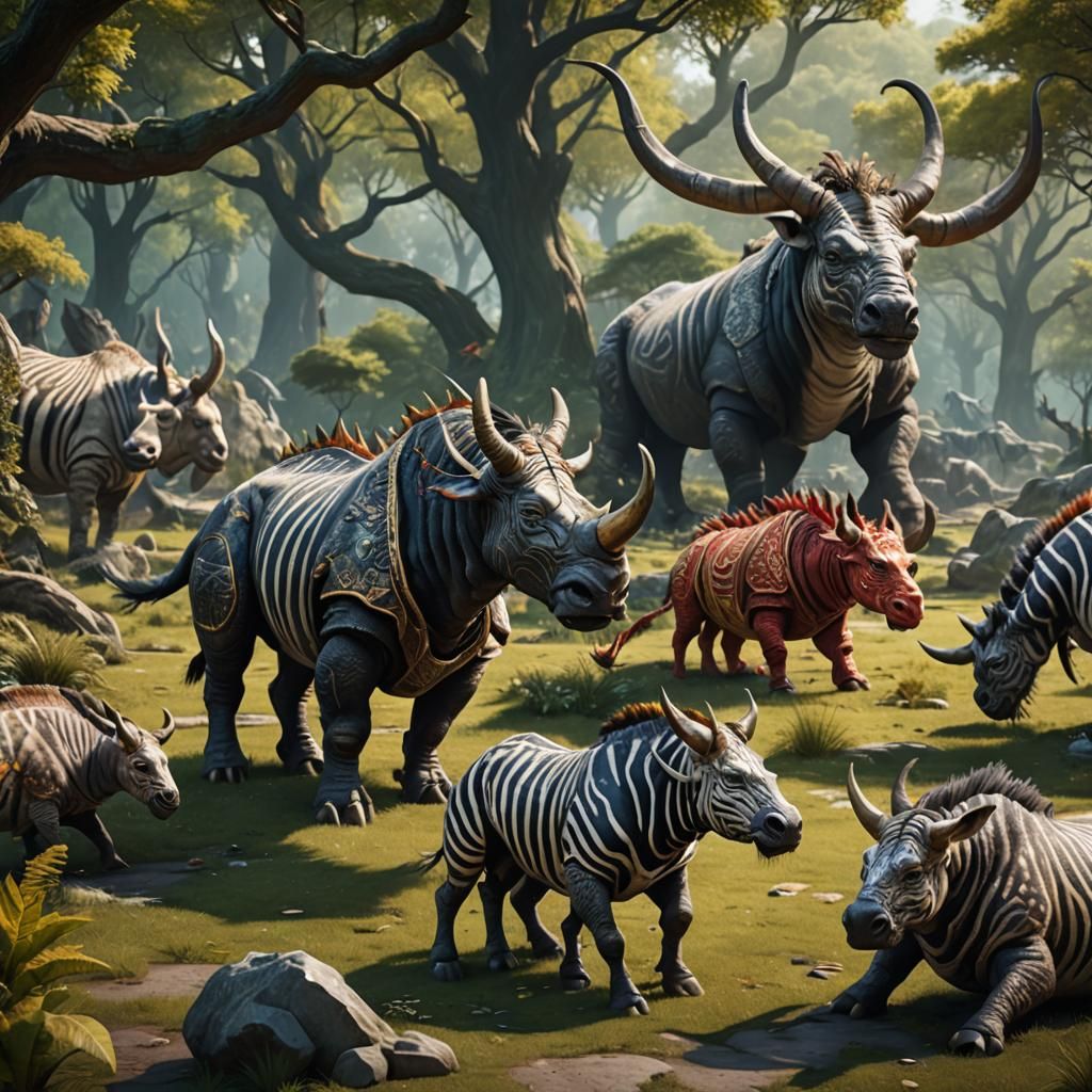 Mythical Hybrid Creature in Park, Fantasy Concept Art