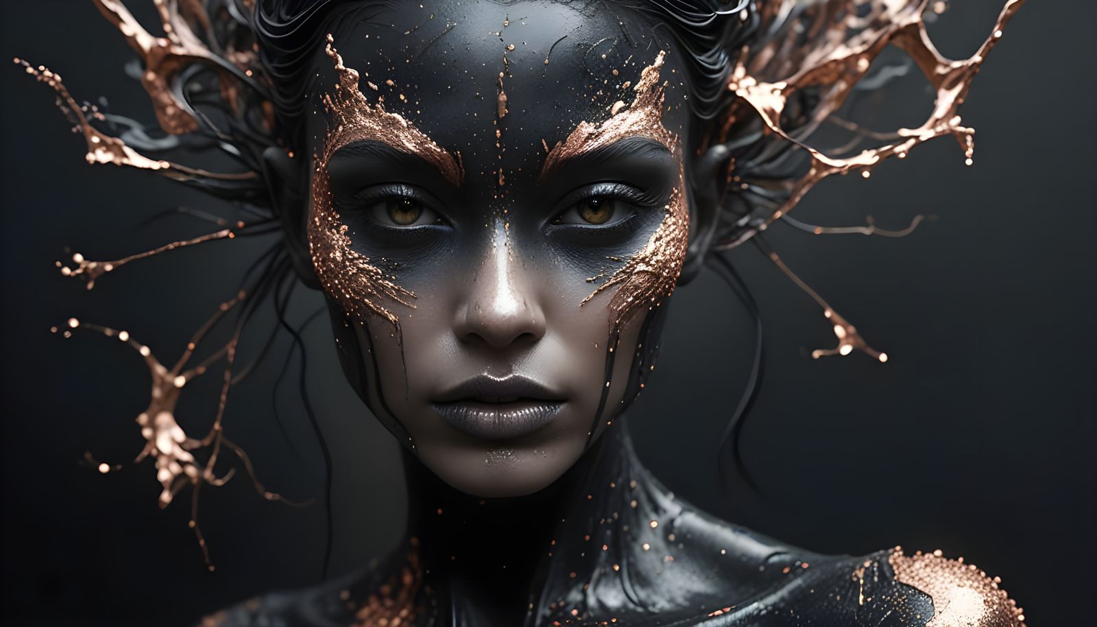 Ethereal Rose Gold Sparks in Charcoal Gray Surrealism