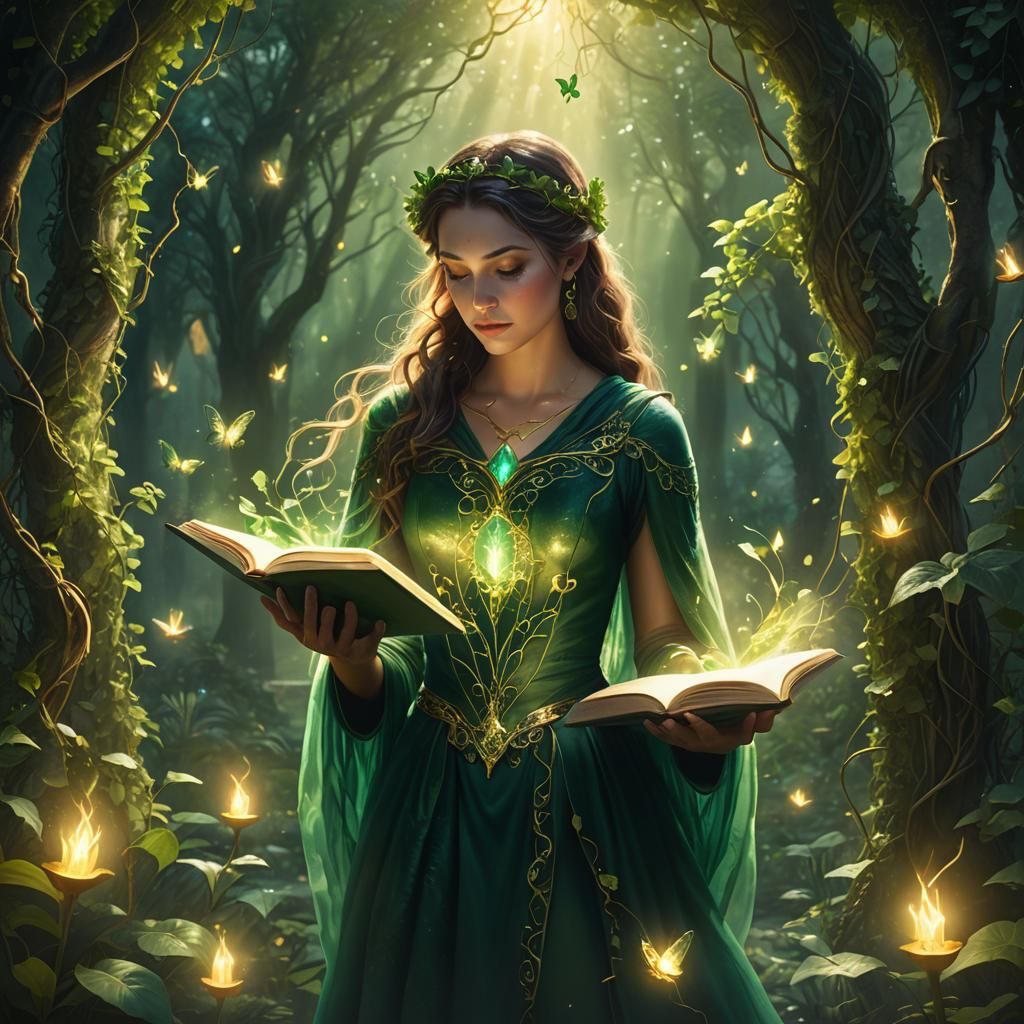 Emerald Goddess in Secret Garden Matte Painting