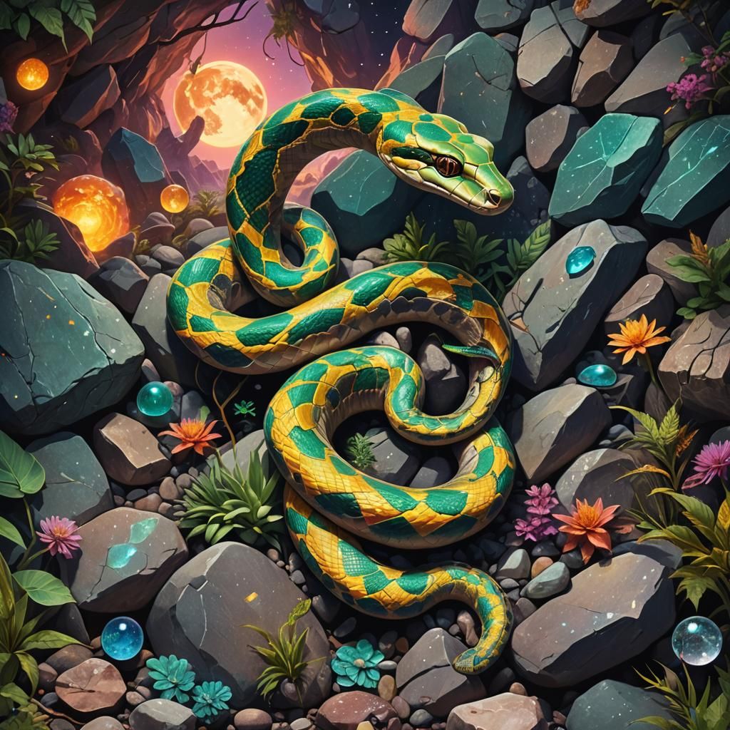 Mysterious Snake Slithering Through Rocks