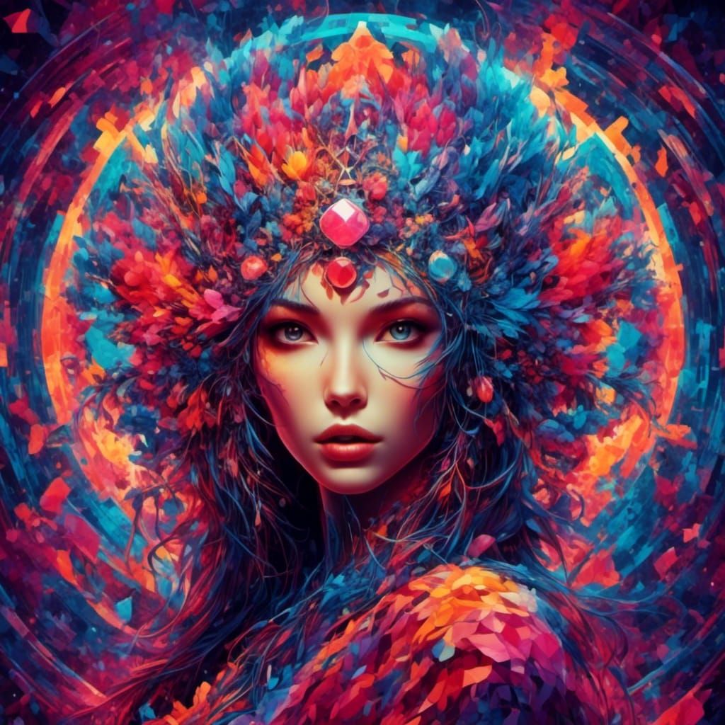 Colorful Super Hexagon in Hyperreal Style