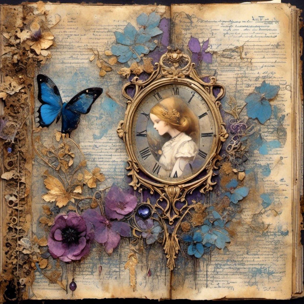 Alice in Wonderland Vintage Journal Page Collage