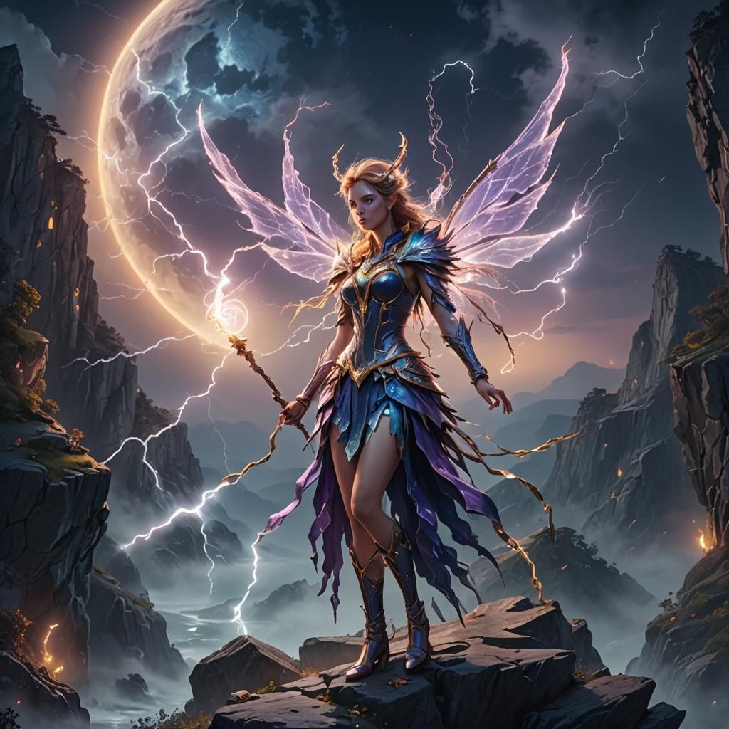 Mystic Fairy Under Moonbeams: Fantasy Concept Art