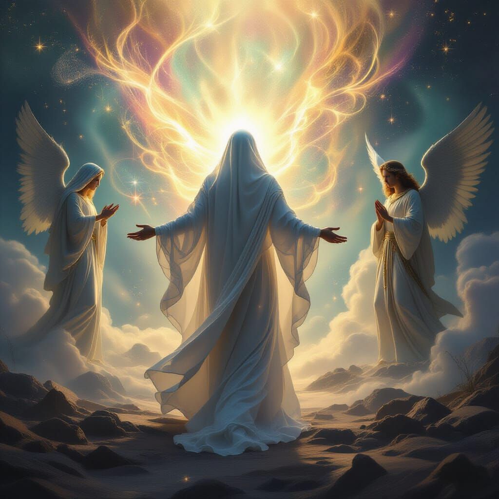 Ethereal Being at Celestial Threshold in Surreal Digital Pai...