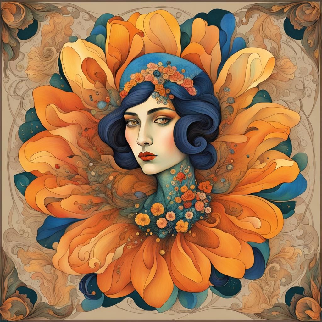 Mystical Flower Woman in Bakst Style