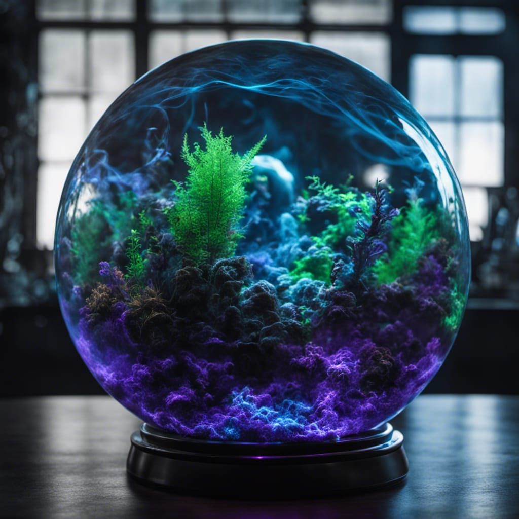 Bioluminescent Aquarium Sphere with Cosmic Energy