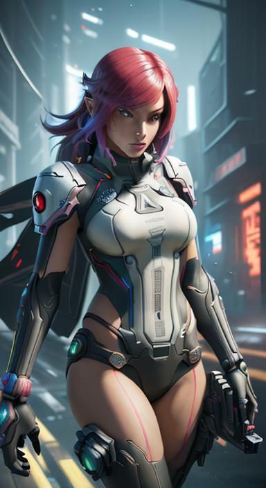 Anime Girl Nintendo Switch in Cyberpunk Style