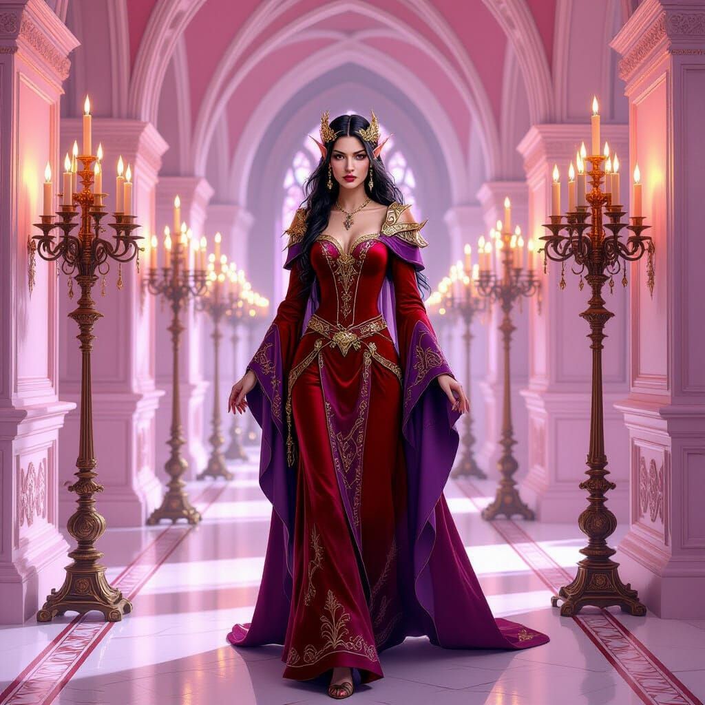 Dark Elf Princess in Gothic Hallway, Edwards Style