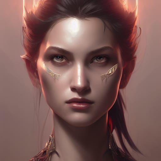 Malenia Portrait in Hyperdetailed Splash Art Style