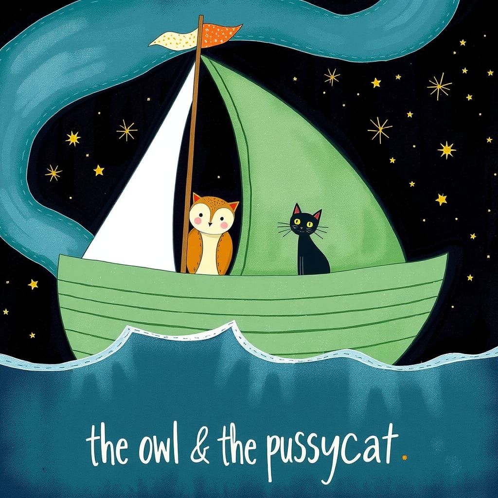 Whimsical Sailing Boat Among the Stars