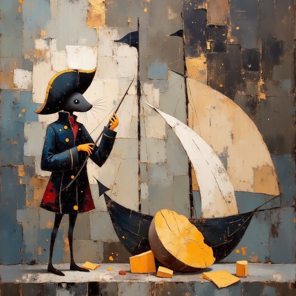 Shy Pirate Mouse Cries Over Broken Boat