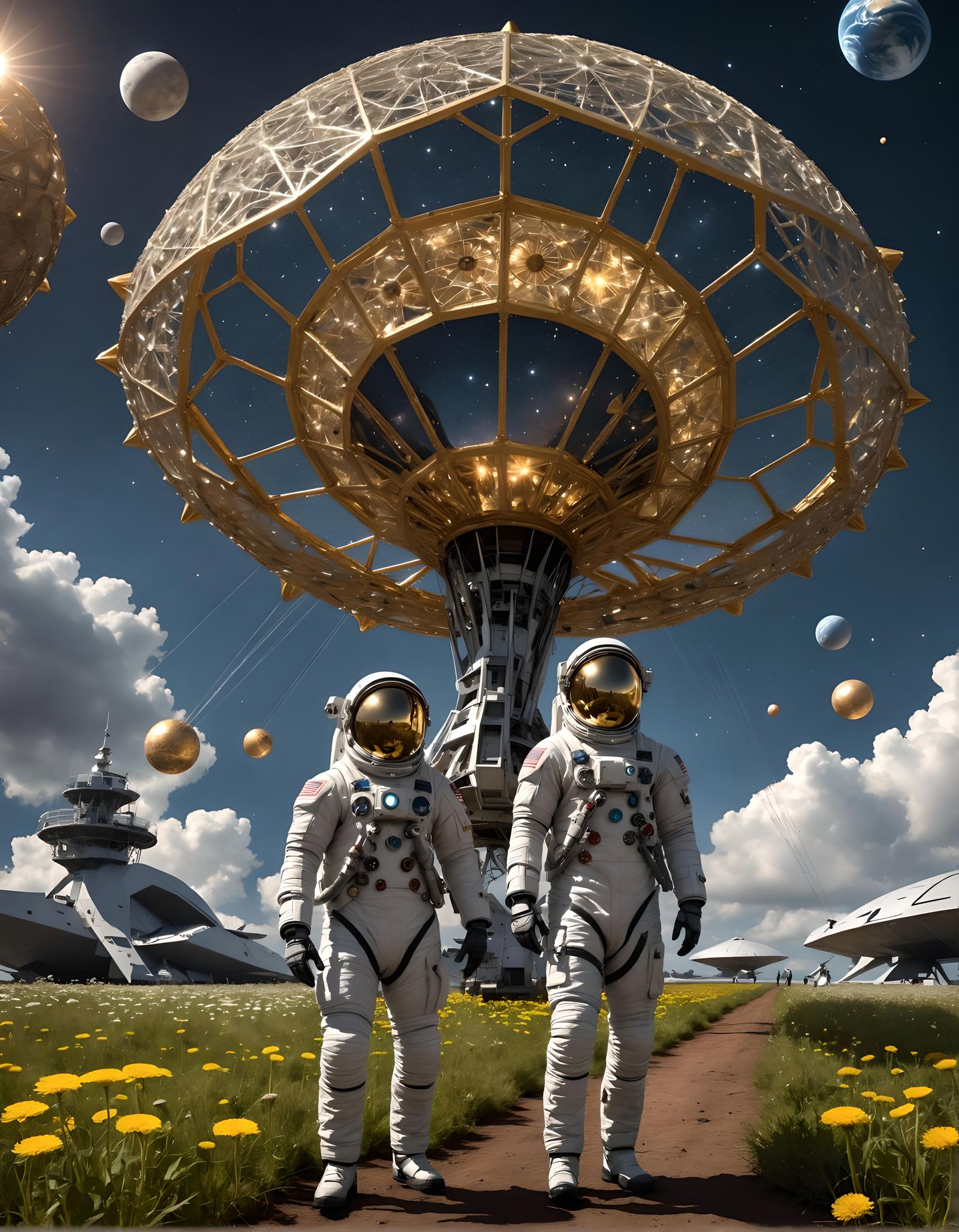 Dandelion Spaceship Soaring Through the Galaxy