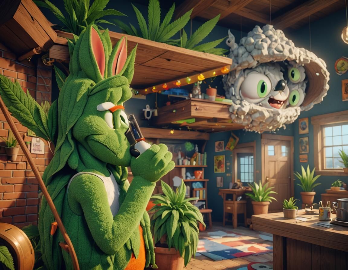 Marijuana Trap House in Looney Tunes Style