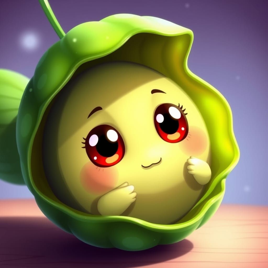 Adorable Avocado Anime Art in Miyazaki Style