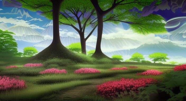Fantasy 3D Plants in Anime Cel Shaded Style
