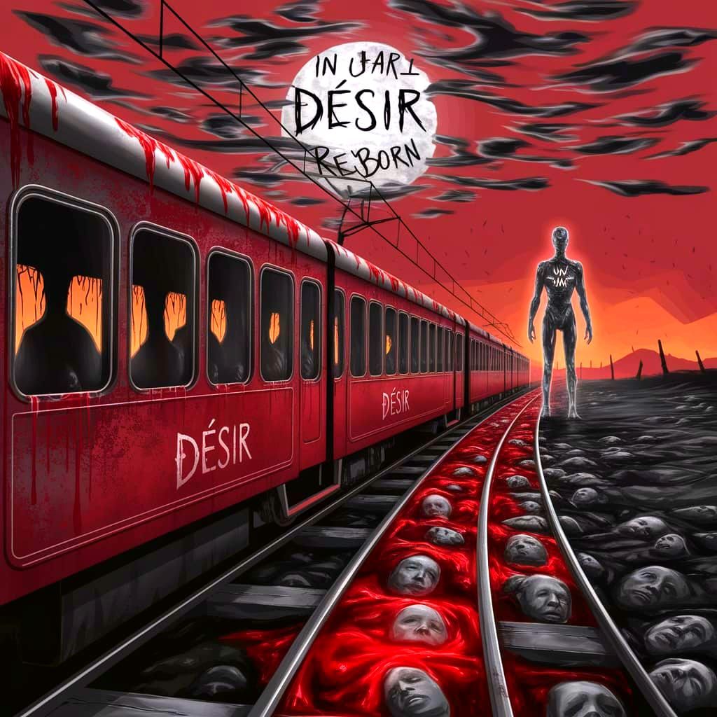 Crimson Tram in Wasteland, Dystopian Concept Art