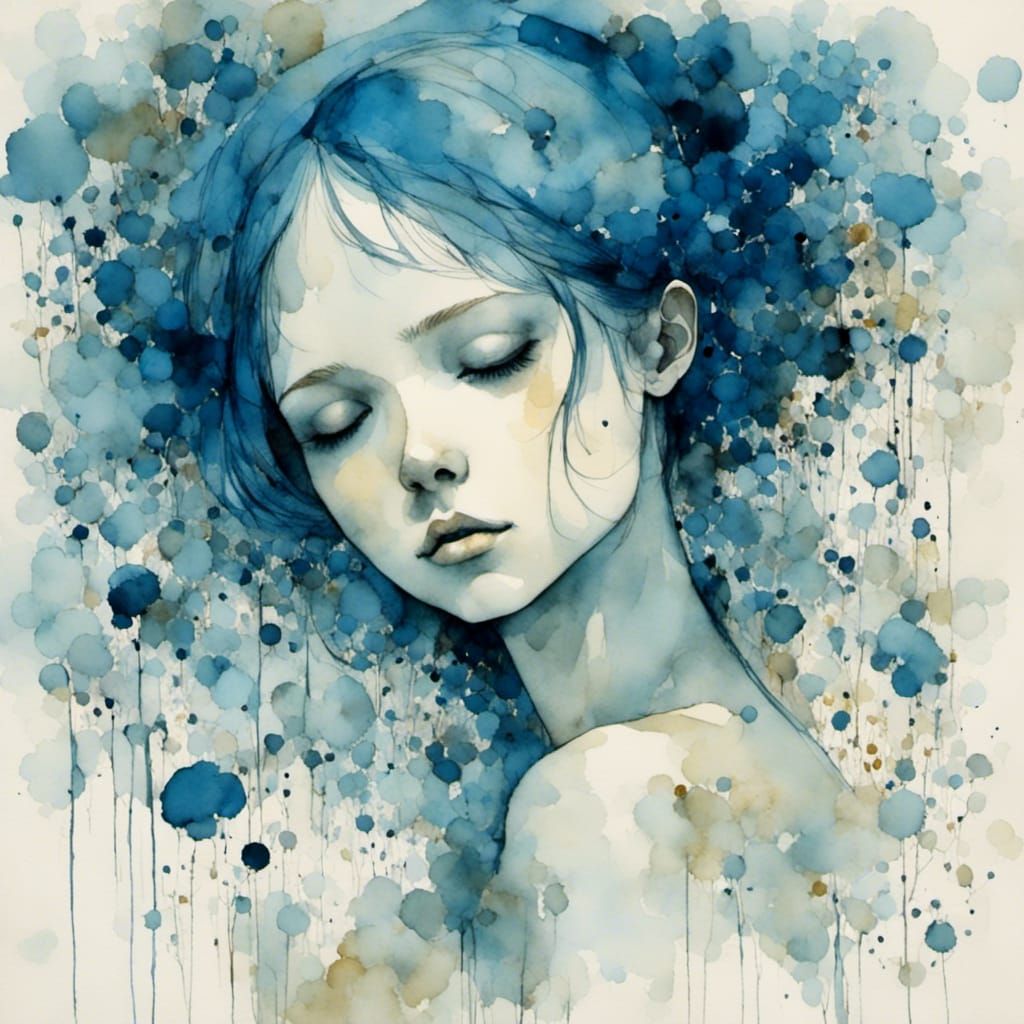 Blue Girl Digital Art Portrait