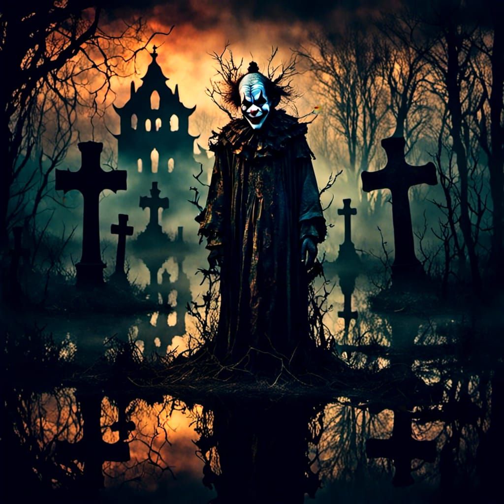 Eerie Swamp Double Exposure: Antique Watercolor Horror