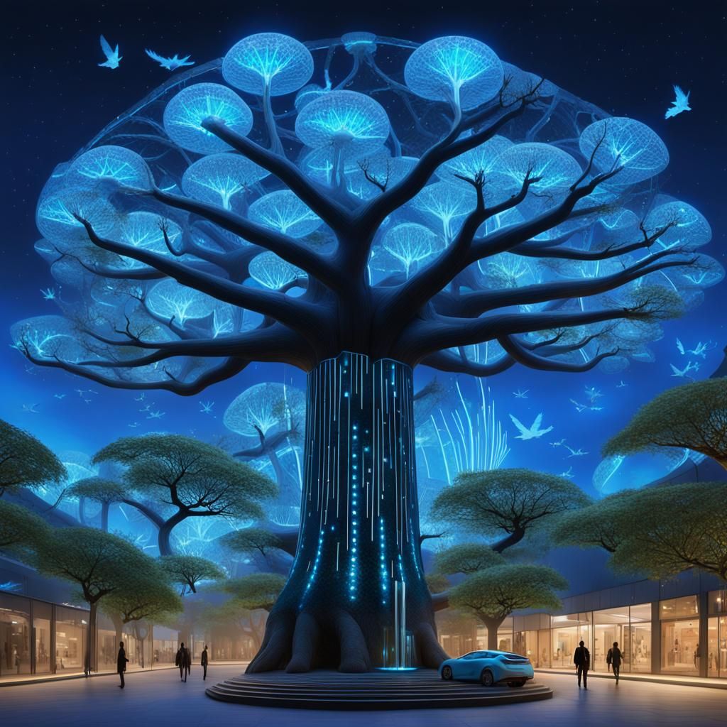 Bionic City in Baobab Tree on Alien Planet