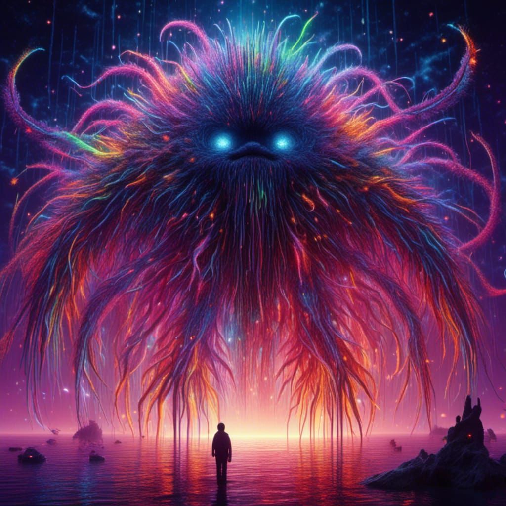 Human Head Transforms Into Galaxy of Light