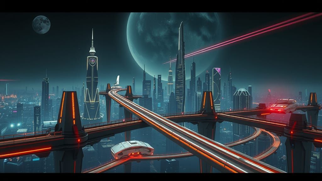 Futuristic Alien Cityscape as Cinematic Film Still
