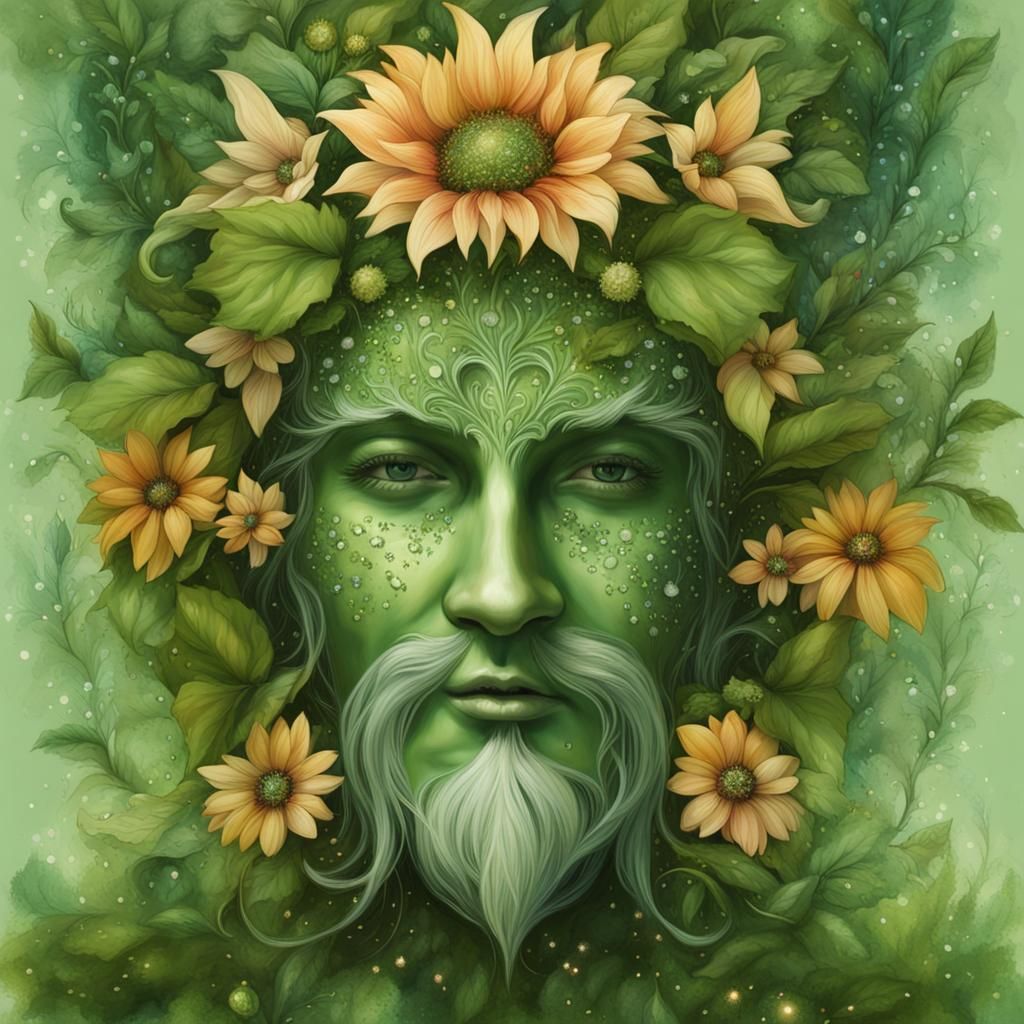 Pagan Green Man with Midsummer Celebration