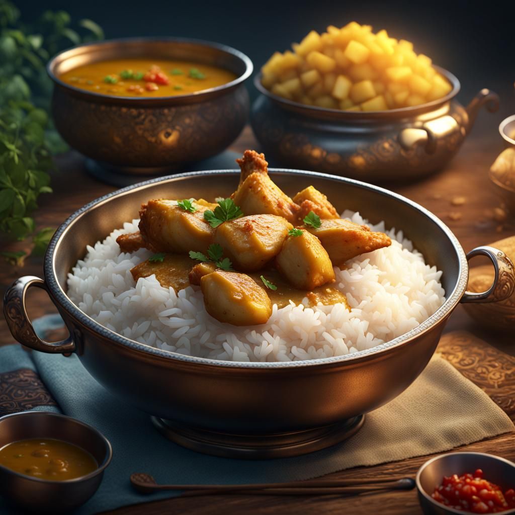 Chicken and Potato Curry: Detailed Matte Painting