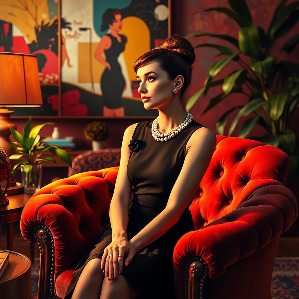 Elegant Audrey Hepburn in Luxurious New York Apartment, Cybe...