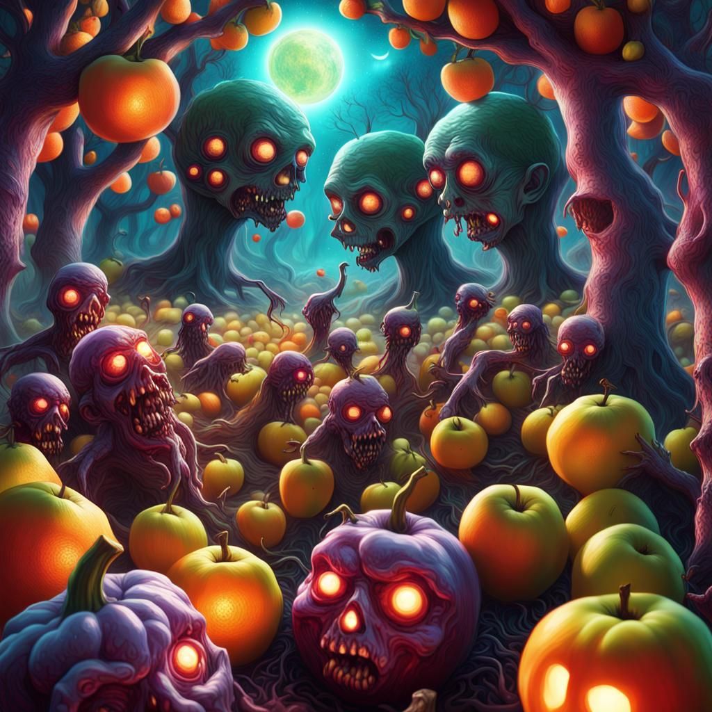 Zombie Fruit Horde in Spooky Orchard
