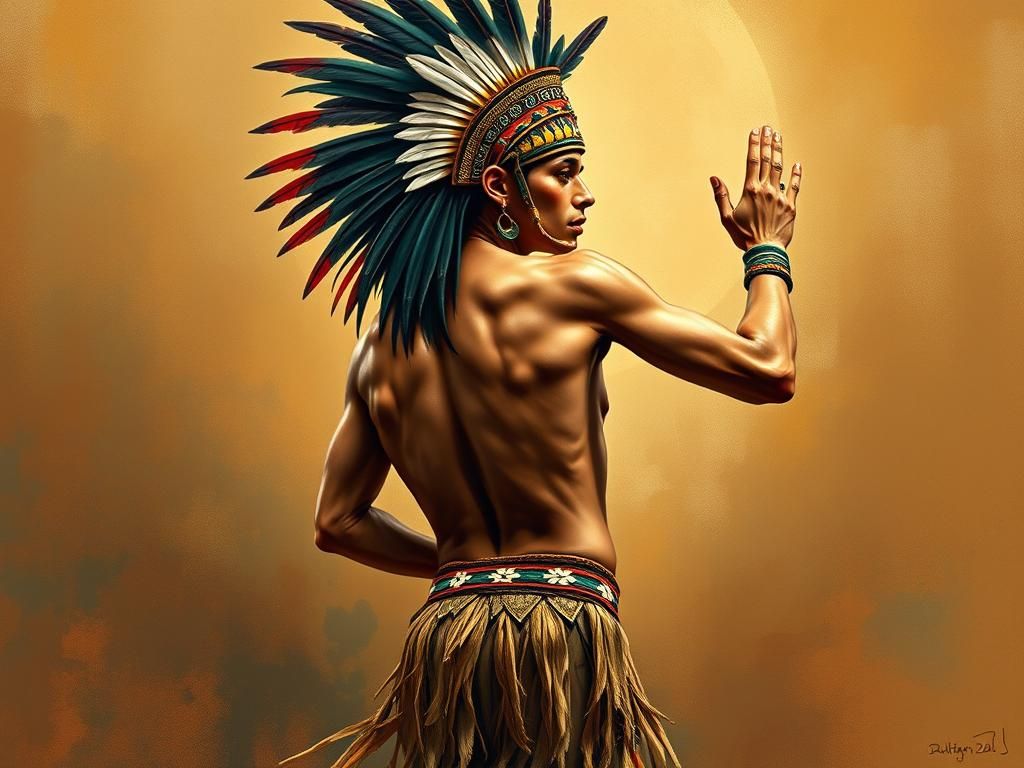 Aztec Tribal Dancer in Expressive Artistic Style
