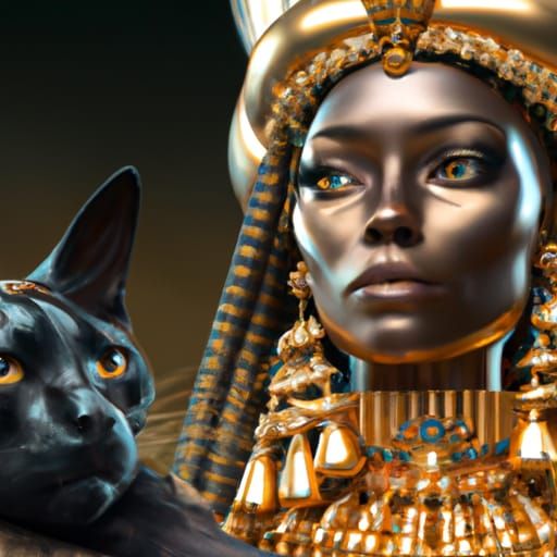 Egyptian Goddess Bastet in Hyperrealistic Style