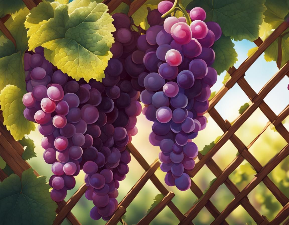 Grapes and Foxgloves in Hyperrealistic Garden